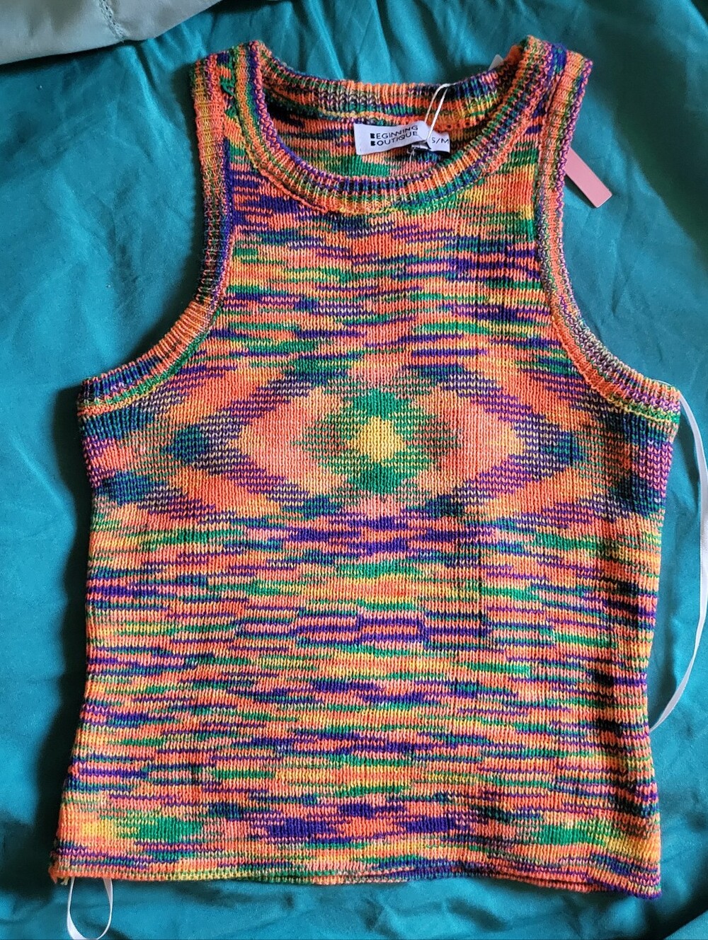 Multicolor Knit Tank in Orange, Green, Purple, Pink